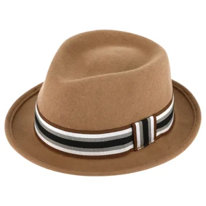 Camel Trilby Hat i 100% Uld Filt