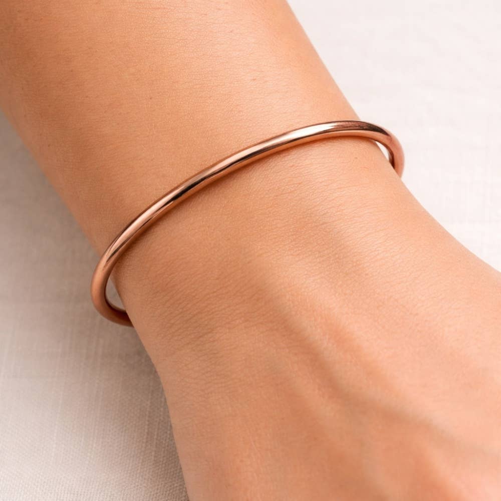 Glatpoleret armbånd i kobber med klemme og endekugler - Billede 5
