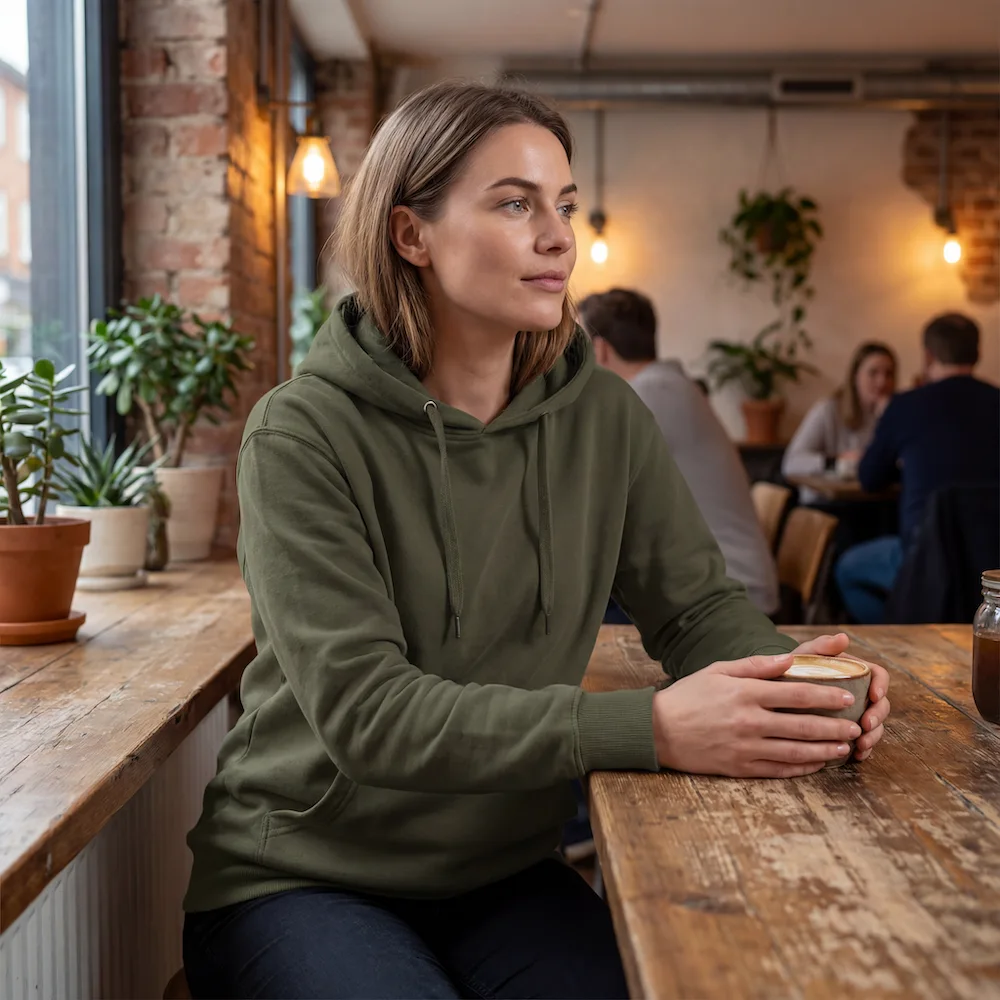Hoodie ny militær grøn. Til kvinder - Billede 2