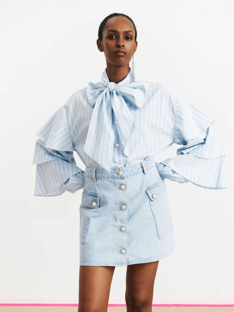 Riana Custommade nederdel produceret i lys denim - Billede 2